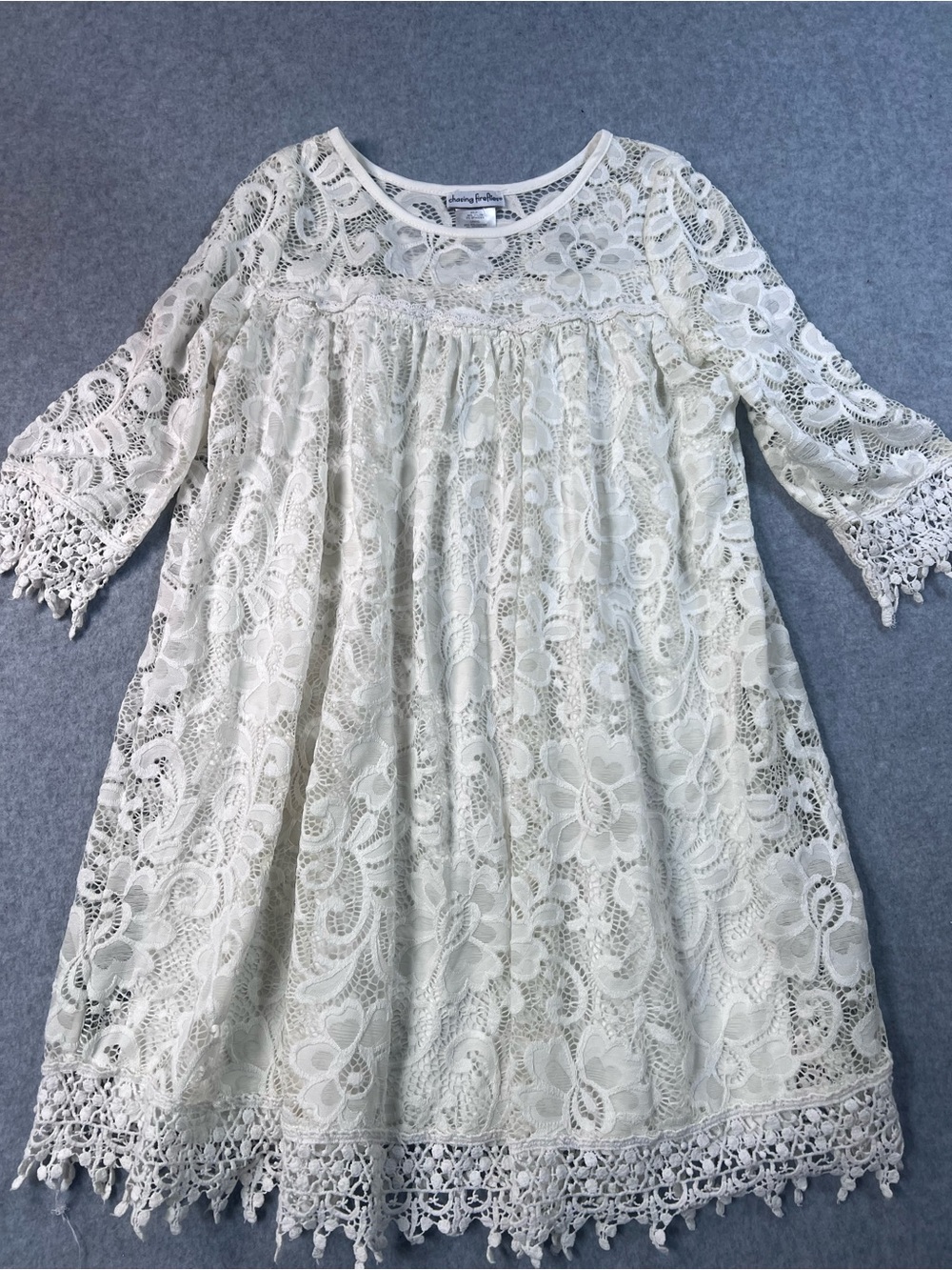 Chasing Fireflies Cream Lace Formal Girls' Dress